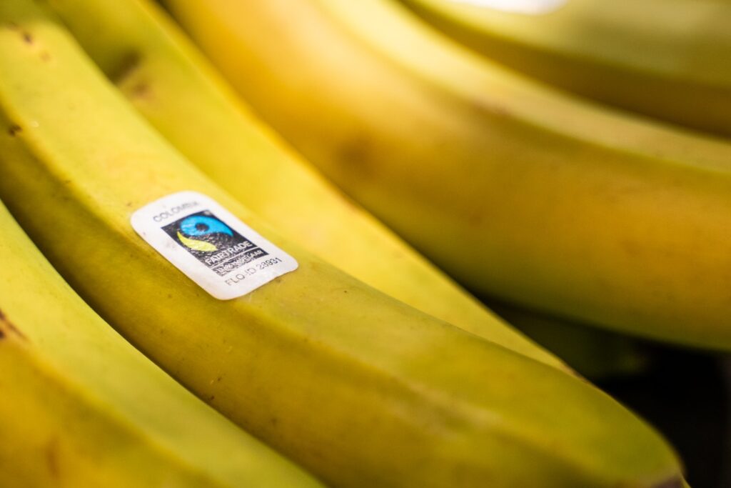 Fair trade bananas in the grocery store